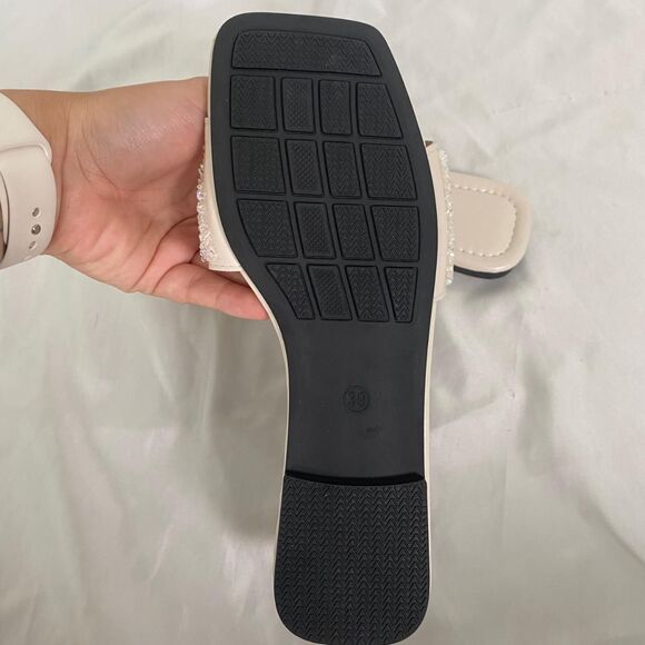 Cream Nude Glam Sparkle Rhinestone Embellished Slide Sandals EU 39 / US 8.5 - Picture 6 of 7